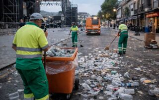 Limpieza municipal despues de festivales.