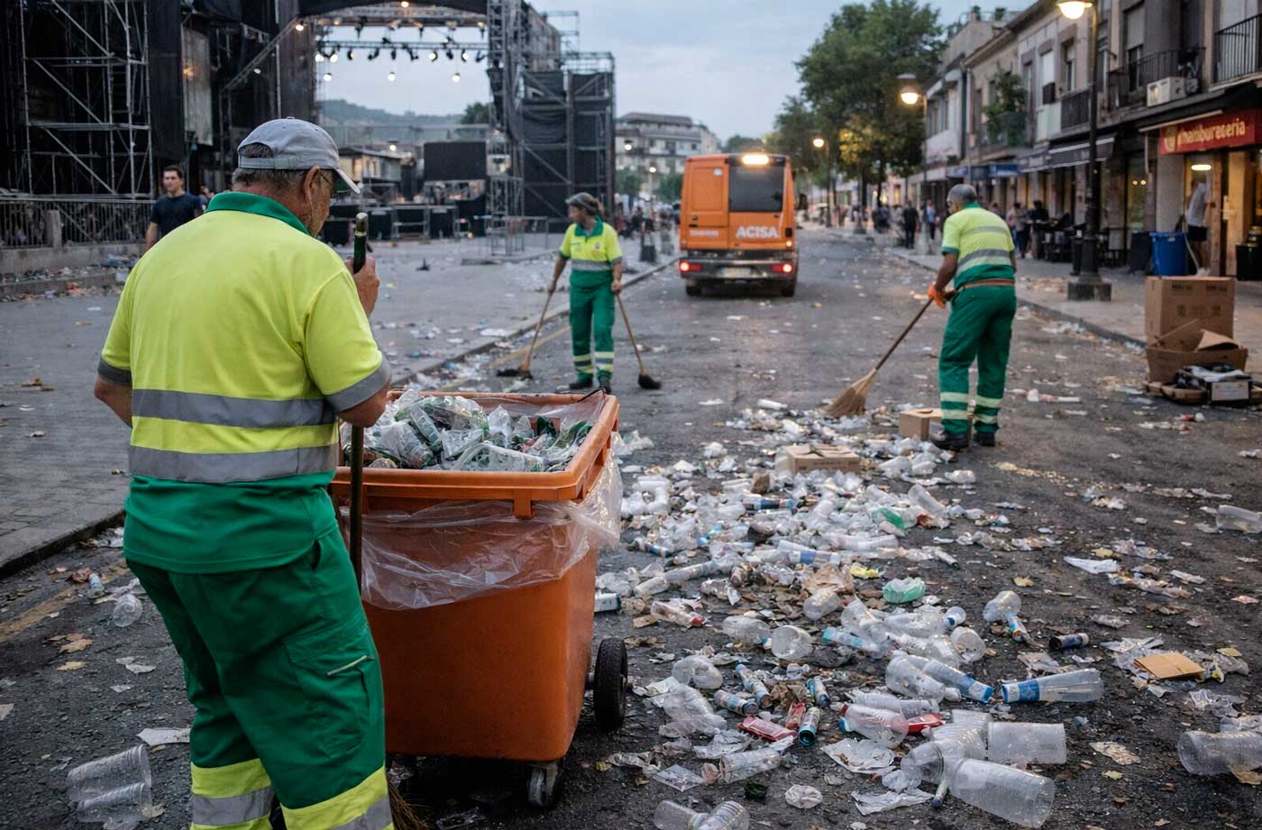 Limpieza municipal despues de festivales.